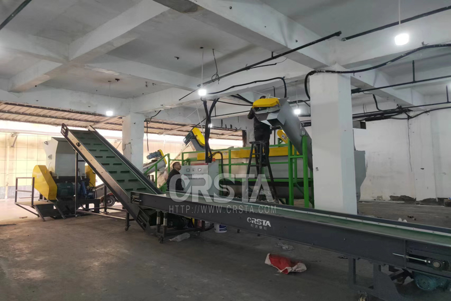 500KG/H 在浙江金华一次性PP输液瓶破碎清洗线安装调式成功